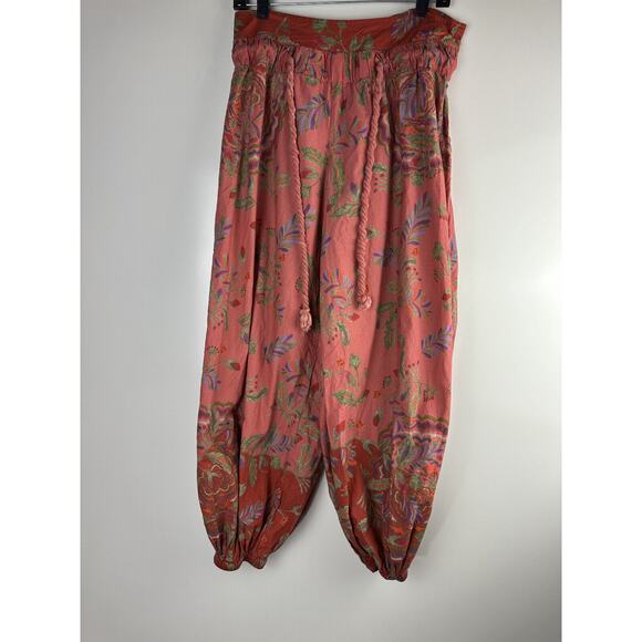 Free People After Glow Balloon Pants Printed Mid Rise Tapered Women's Size Small - Picture 2 of 14